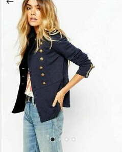 Ralph Lauren Denim Supply Navy Gold Military Officer Peplum Jacket