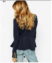 Load image into Gallery viewer, Ralph Lauren Denim Supply Navy Gold Military Officer Peplum Jacket