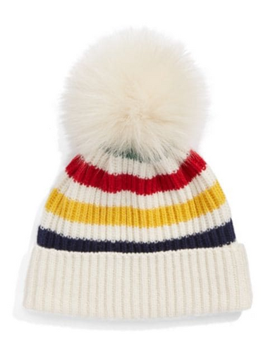 HBC Stripes - Fox Fur Pom Pom Tuque