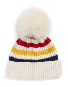 HBC Stripes - Fox Fur Pom Pom Tuque
