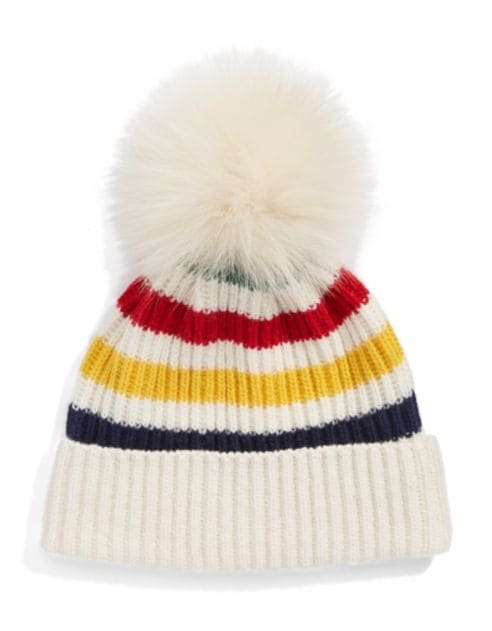 HBC Stripes - Fox Fur Pom Pom Tuque
